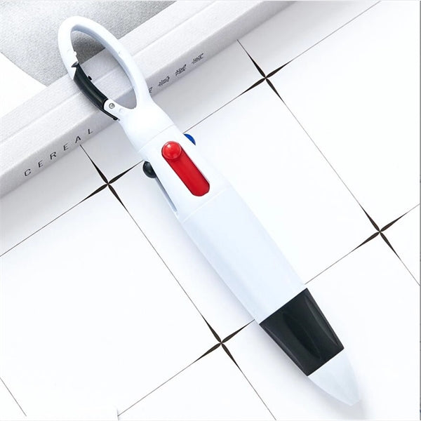 4 Color Ballpoint Pen With Carabiner Clip