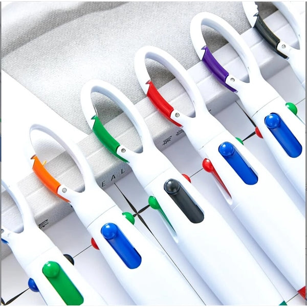 4 Color Ballpoint Pen With Carabiner Clip