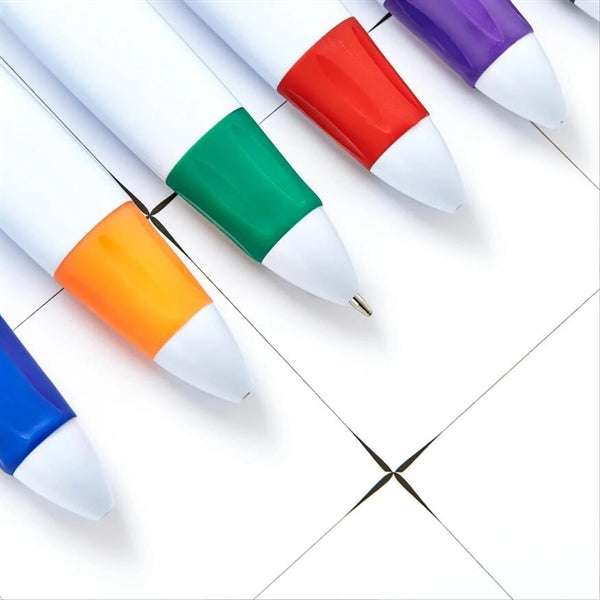 4 Color Ballpoint Pen With Carabiner Clip