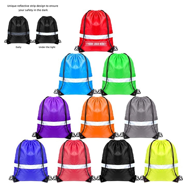 Bulk Reflective Drawstring String Backpack Bags
