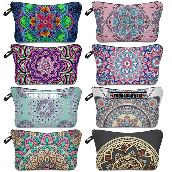 Toiletry Travel Cosmetic Bag with Mandala Flowers