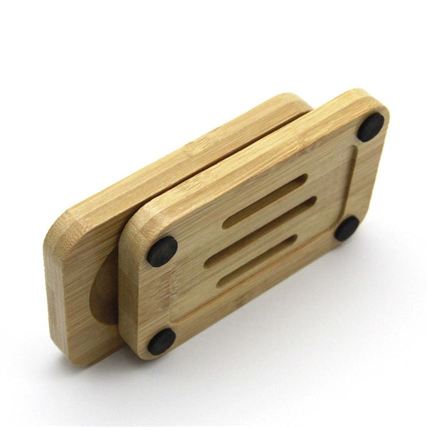 Natural Bamboo Soap Holder with Drain Slot