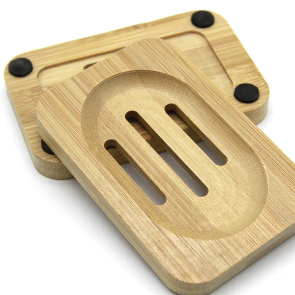 Natural Bamboo Soap Holder with Drain Slot