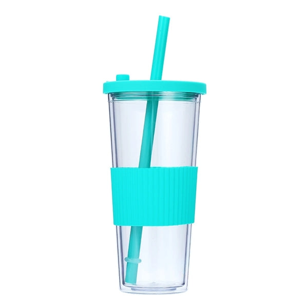 24OZ Plastic Tumbler with Lid and Straw