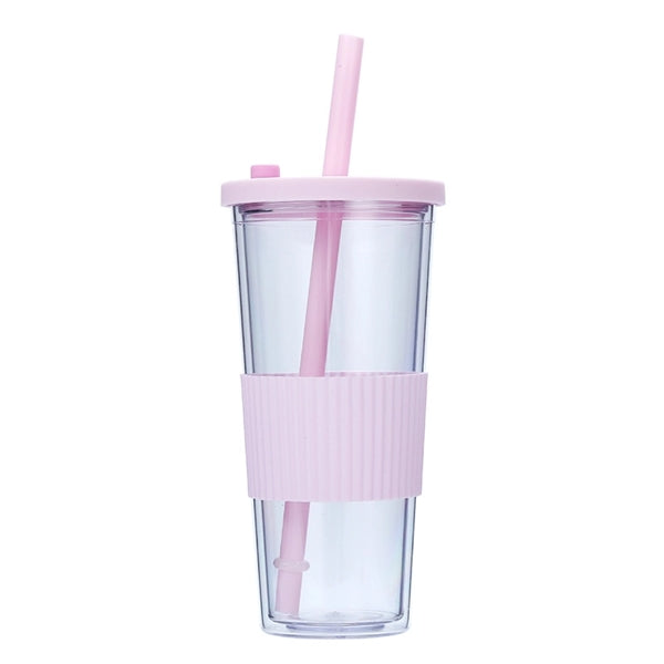 24OZ Plastic Tumbler with Lid and Straw
