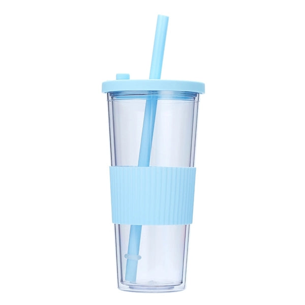 24OZ Plastic Tumbler with Lid and Straw