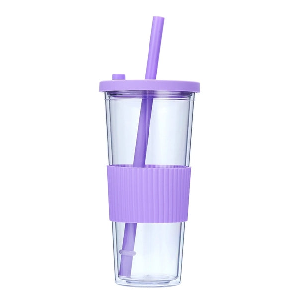 24OZ Plastic Tumbler with Lid and Straw