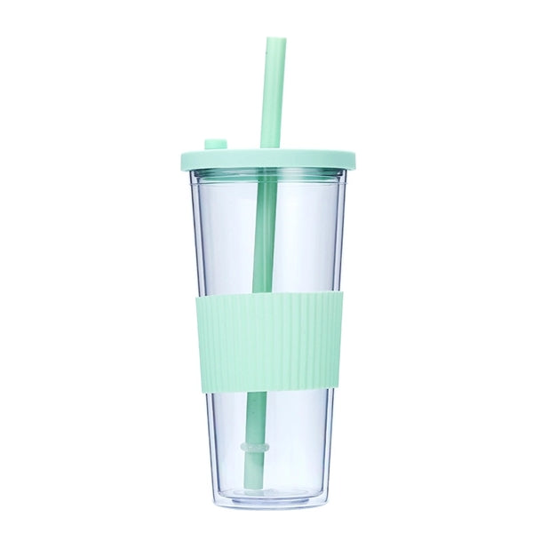 24OZ Plastic Tumbler with Lid and Straw