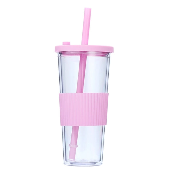 24OZ Plastic Tumbler with Lid and Straw