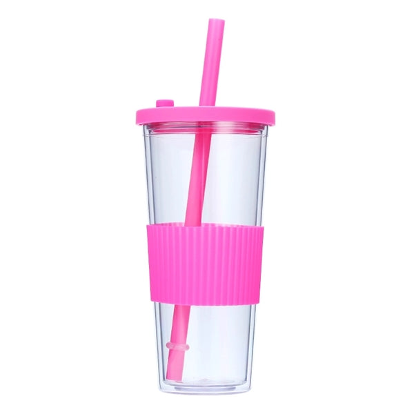 24OZ Plastic Tumbler with Lid and Straw