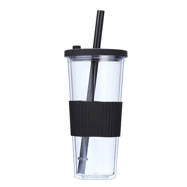 24OZ Plastic Tumbler with Lid and Straw