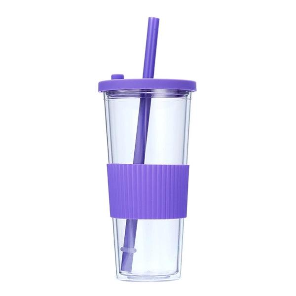 24OZ Plastic Tumbler with Lid and Straw