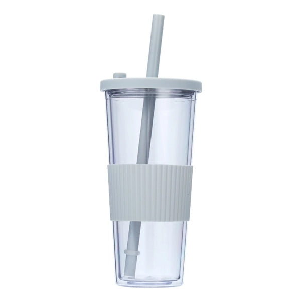 24OZ Plastic Tumbler with Lid and Straw