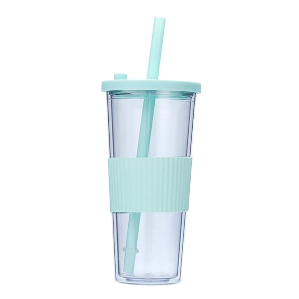 24OZ Plastic Tumbler with Lid and Straw