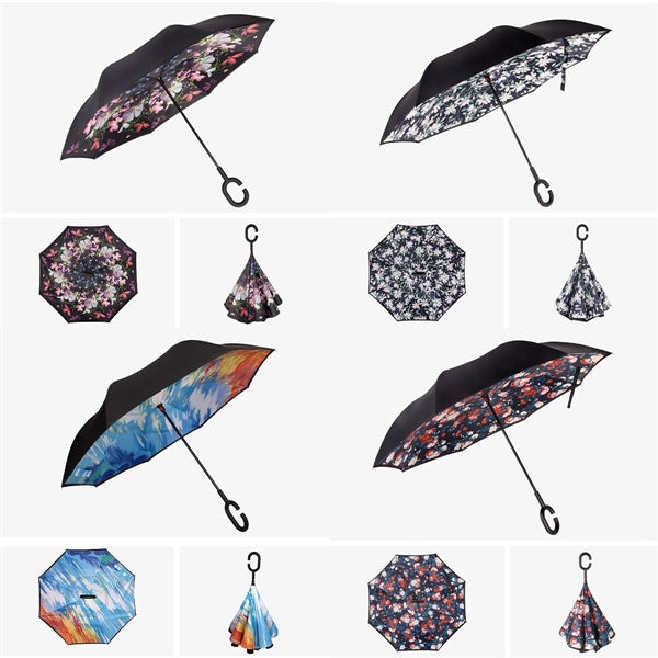 Reverse Long Double Layermen Sunny Rain Umbrella