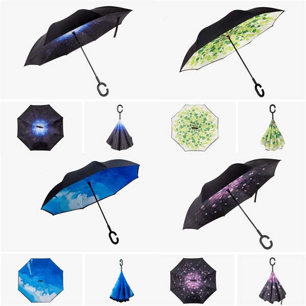Reverse Long Double Layermen Sunny Rain Umbrella