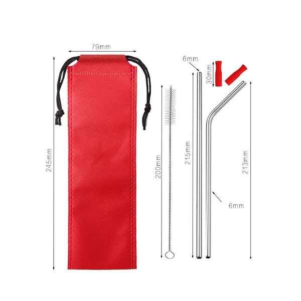 Stainless Steel Metal Straws with Bag and Cleaning Brush