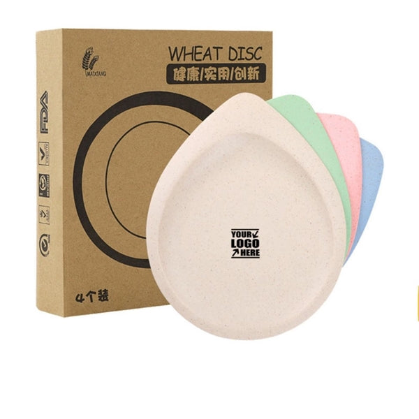 Tear Drop Lightweight Wheat Straw Plates Set (4 Pieces)