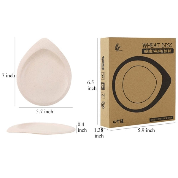 Tear Drop Lightweight Wheat Straw Plates Set (4 Pieces)
