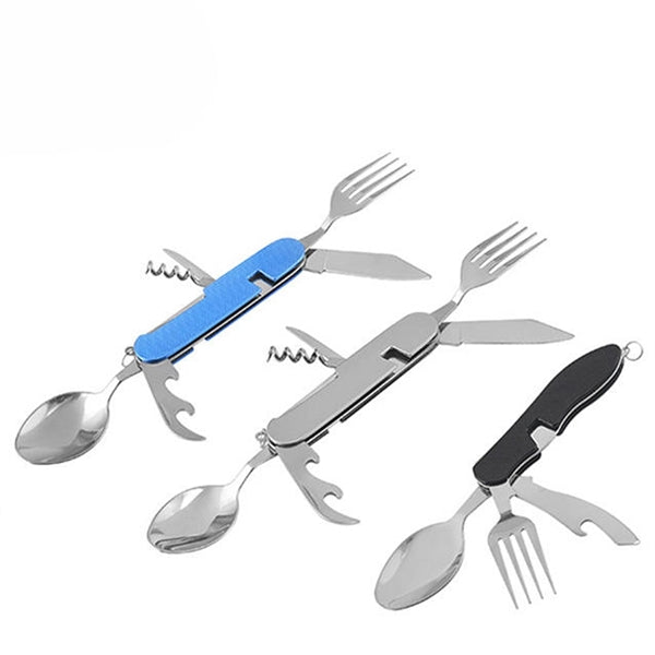 6-in-1 Multi-Function Detachable Camping Flatware Set