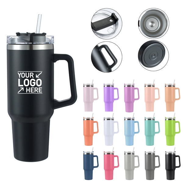 40 Oz. Vacuum Tumbler with Handle & Straw