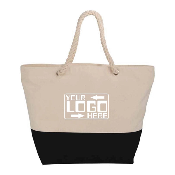 12 Oz. Zippered Cotton Canvas Rope Tote