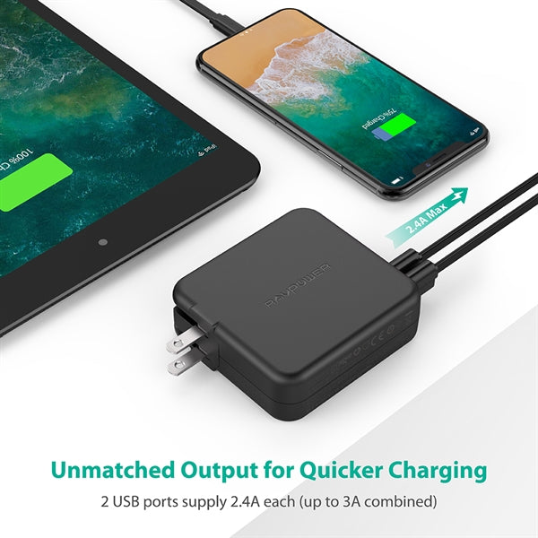 RAVPower 6700mAh Power Bank with Dual USB Wall Charger