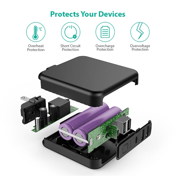 RAVPower 6700mAh Power Bank with Dual USB Wall Charger