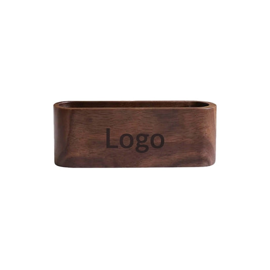 Black Walnut Wooden Business Card Holder and Memo Clip