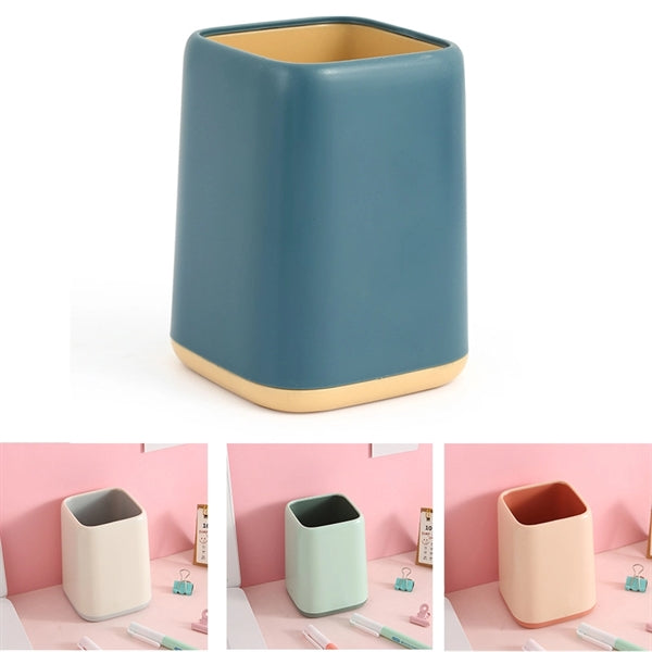 Plastic Square Desk Pen Holder Cute Pencil Cup Storage Pot