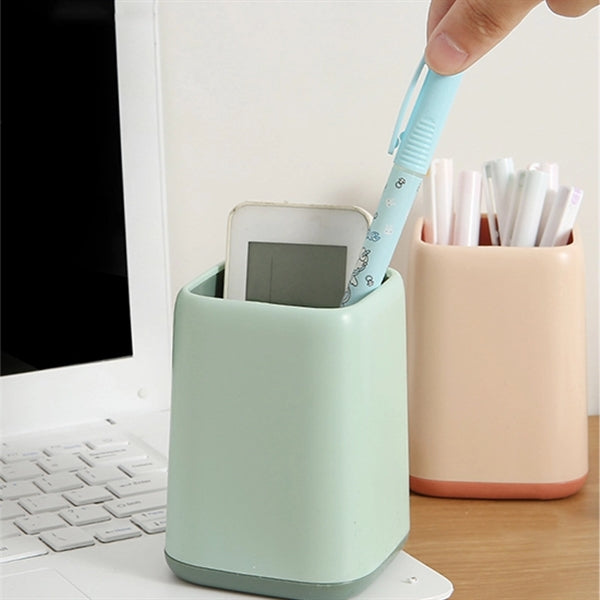 Plastic Square Desk Pen Holder Cute Pencil Cup Storage Pot