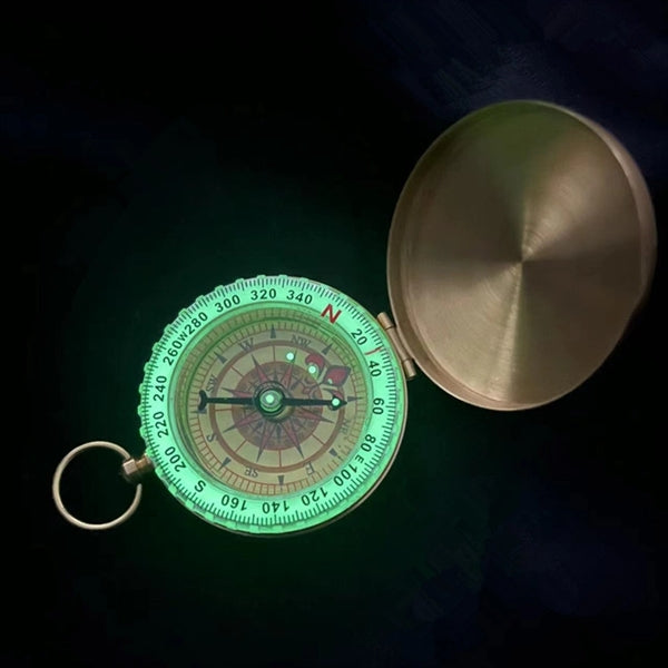 Vintage Solid Brass Flip-Open Luminous Compass Survival Gear