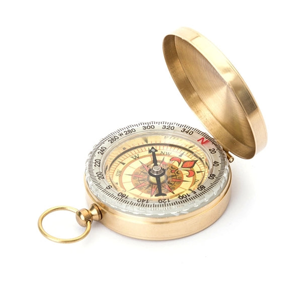 Vintage Solid Brass Flip-Open Luminous Compass Survival Gear