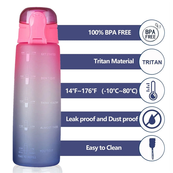 32 Oz Sport Water Bottle with Time Marker