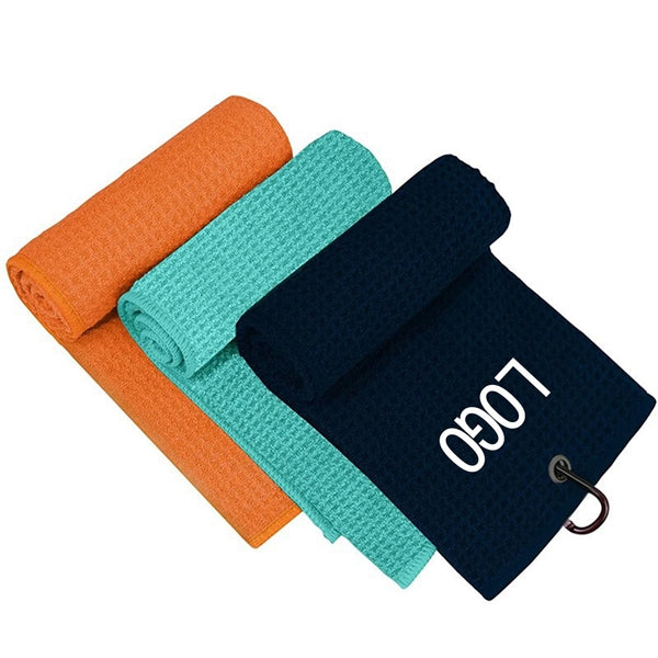 350 GSM Heavy Duty Microfiber Golf Towel With Metal Grommet