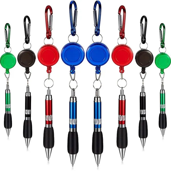 Retractable Pull Pen Keychain Clip