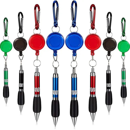 Retractable Pull Pen Keychain Clip