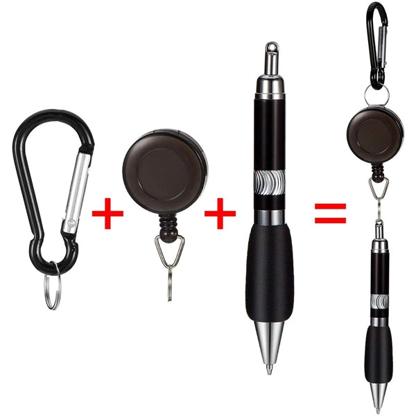 Retractable Pull Pen Keychain Clip