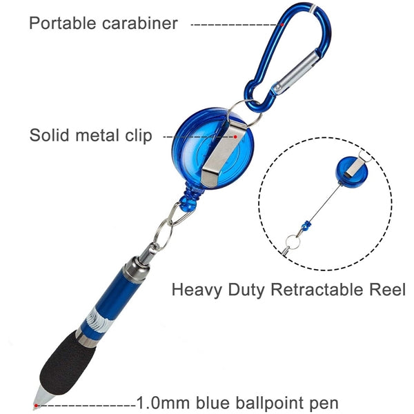 Retractable Pull Pen Keychain Clip