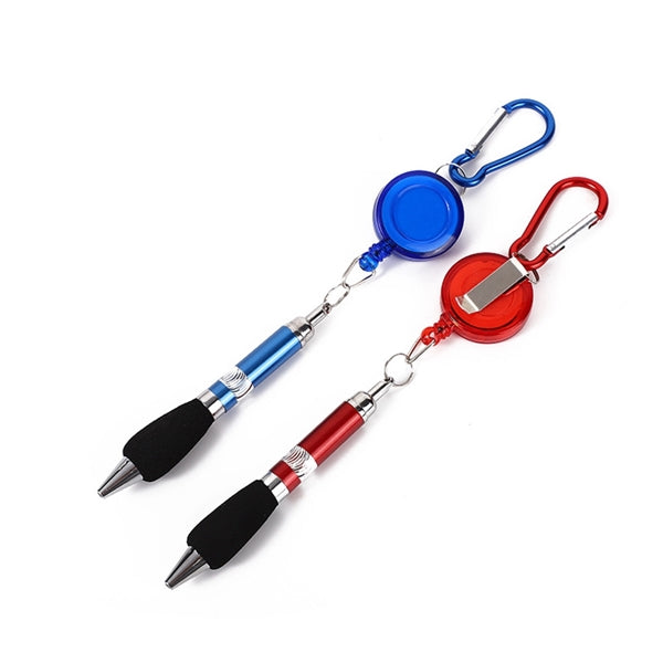 Retractable Pull Pen Keychain Clip