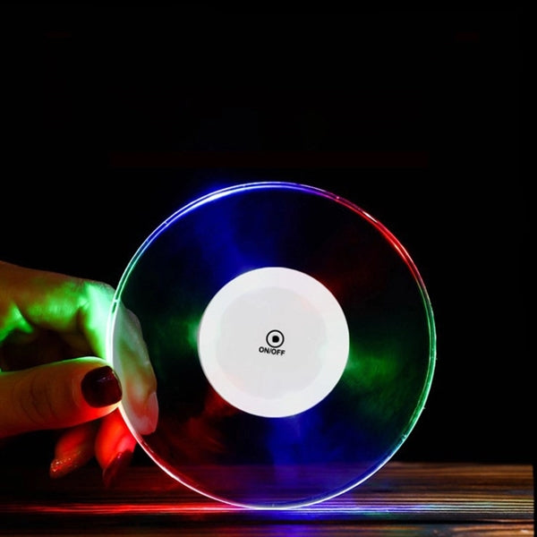 Ultra-Thin Crystal LED Luminous Waterproof Round Coasters
