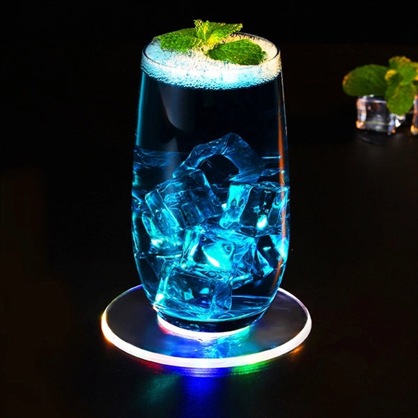 Ultra-Thin Crystal LED Luminous Waterproof Round Coasters