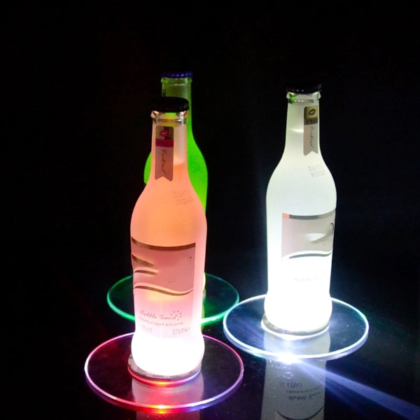 Ultra-Thin Crystal LED Luminous Waterproof Round Coasters
