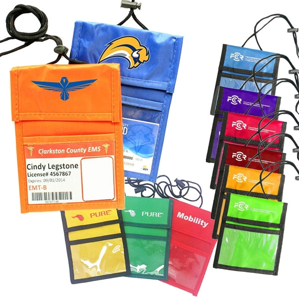 Neck Wallet Badge Holder with Lanyard