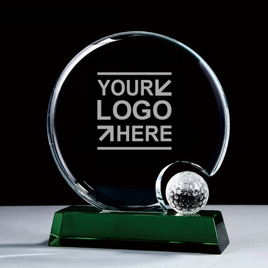 Diamond Cut Round Crystal Golf Awards