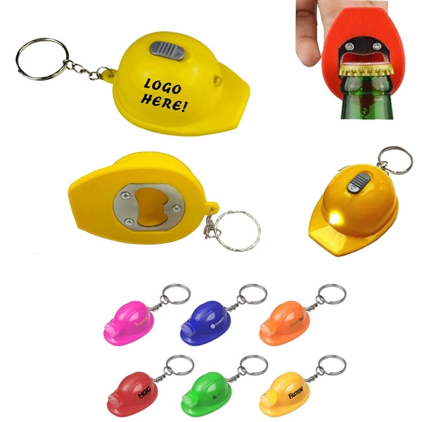 Construction Hat Shaped Led Bottle Opener Key chain
