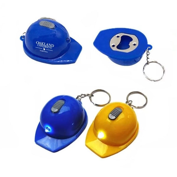 Construction Hat Shaped Led Bottle Opener Key chain