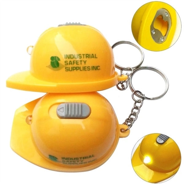 Construction Hat Shaped Led Bottle Opener Key chain
