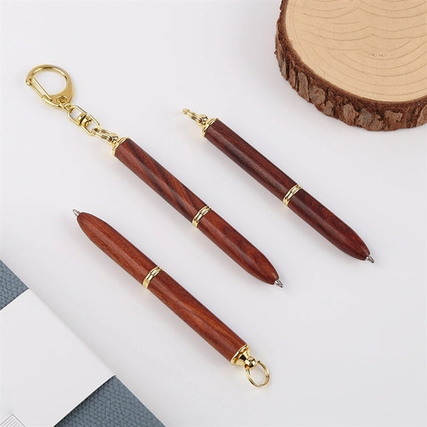 Mini Keychain Wooden Brass Pocket Pen