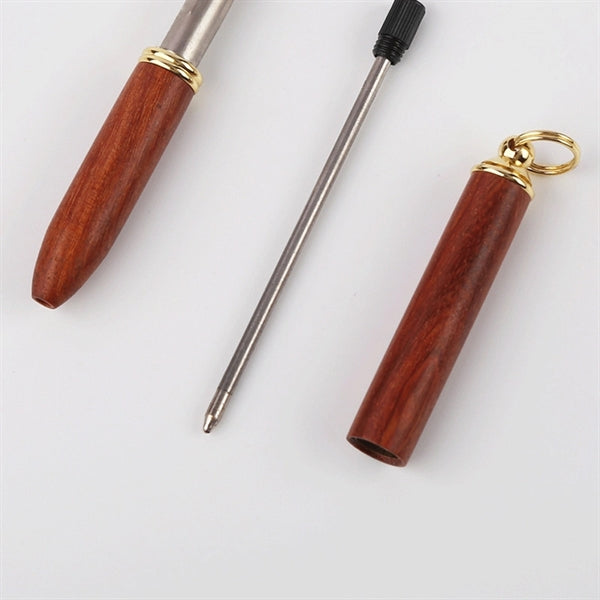 Mini Keychain Wooden Brass Pocket Pen